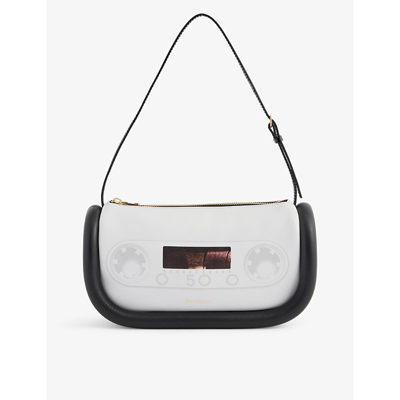 Shop Jw Anderson Bumper Baguette Logo-embossed Leather Shoulder Bag In White/black