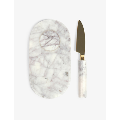 Soho Home Jermyn Small Knife And Marble Chopping Board Set In White |  ModeSens