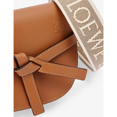 Shop Loewe Women's Tan Gate Dual Brand-debossed Leather Cross-body Bag