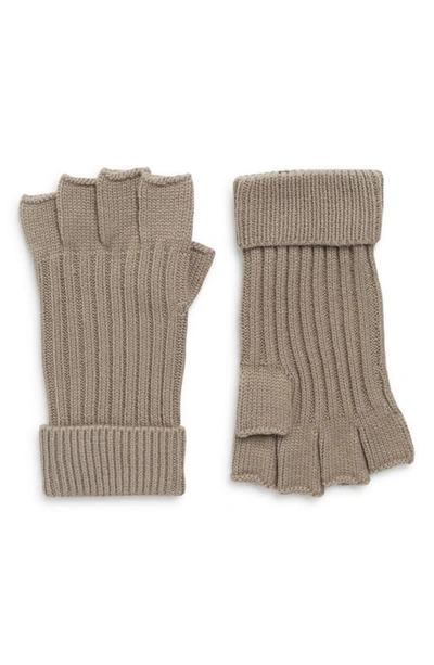 Shop Allsaints Rib Mix Fingerless Gloves In Khaki