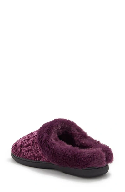 Shop Dearfoams Claire Chenille Knit & Faux Fur Slipper In Aubergine