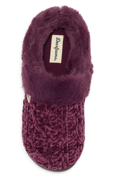 Shop Dearfoams Claire Chenille Knit & Faux Fur Slipper In Aubergine