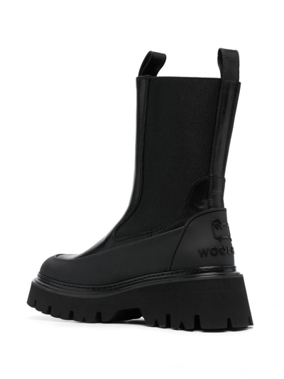 Shop Woolrich Chelsea Leather Boots In Black