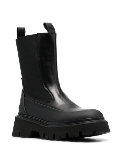Shop Woolrich Chelsea Leather Boots In Black