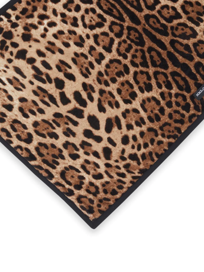 Dolce & Gabbana Leopard-print Cotton Bath Mat In Schwarz