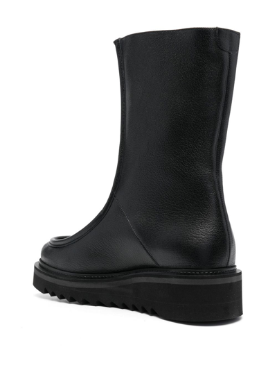 Shop Ferragamo 50mm Zip-front Leather Boots In Schwarz