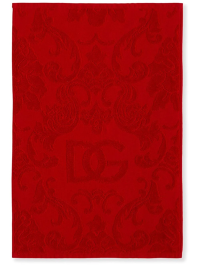 Shop Dolce & Gabbana Jacquard Cotton Bath Towel In Rot