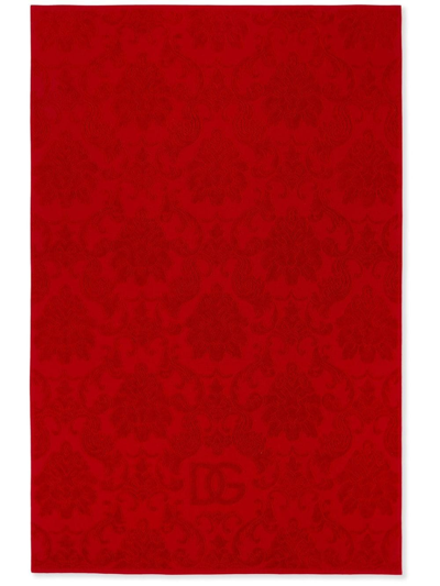 Shop Dolce & Gabbana Jacquard Cotton Bath Towel In Rot