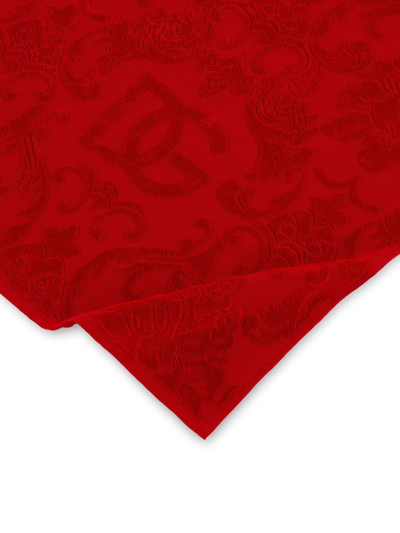 Shop Dolce & Gabbana Jacquard Cotton Bath Towel In Rot