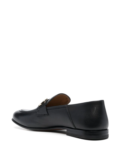 Ferragamo Gancini Ornament Calfskin Mule Loafers In Schwarz
