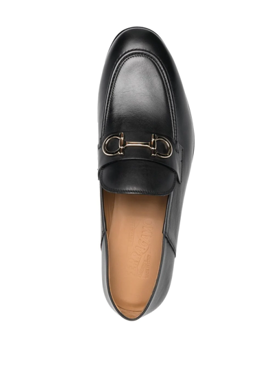 Ferragamo Gancini Ornament Calfskin Mule Loafers In Schwarz