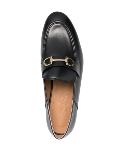 Shop Ferragamo 20mm Ottone Gancini-buckle Loafers In Schwarz