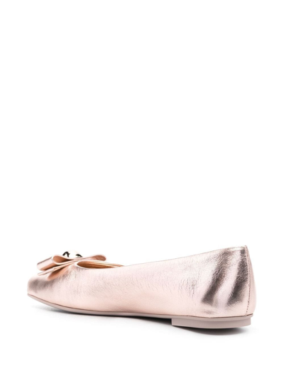 Ferragamo 10mm Pina Bow-detail Ballerinas In Rosa