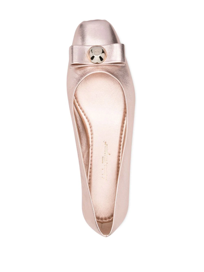 Ferragamo 10mm Pina Bow-detail Ballerinas In Rosa