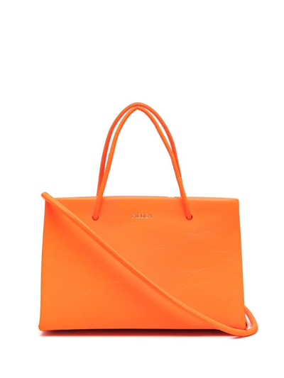 Shop Medea Logo-print Leather Tote In Orange
