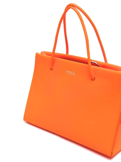Shop Medea Logo-print Leather Tote In Orange