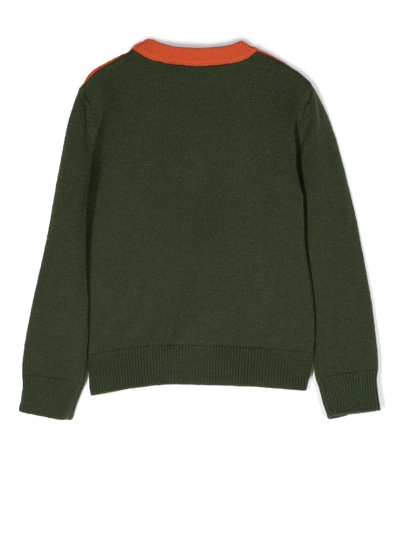 Fay Embroidered-logo Colour-block Jumper In Nude