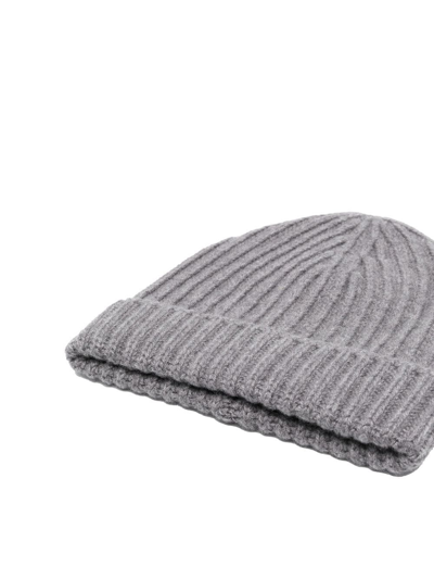Shop Malo Ribbed-knit Cashmere Beanie In Grey