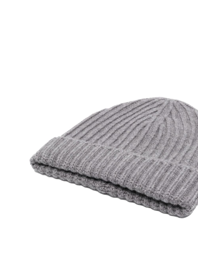 Malo English Folded Cuff Ribbed Pleated Brim In Grey