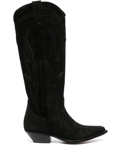 Sonora Roswell 35 Texan Ankle Boots In Black Suede In Schwarz