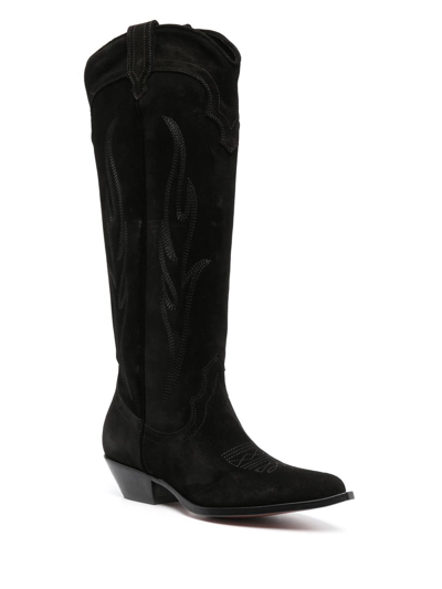 Sonora Roswell 35 Texan Ankle Boots In Black Suede In Schwarz