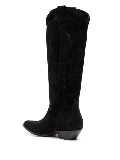 Sonora Roswell 35 Texan Ankle Boots In Black Suede In Schwarz