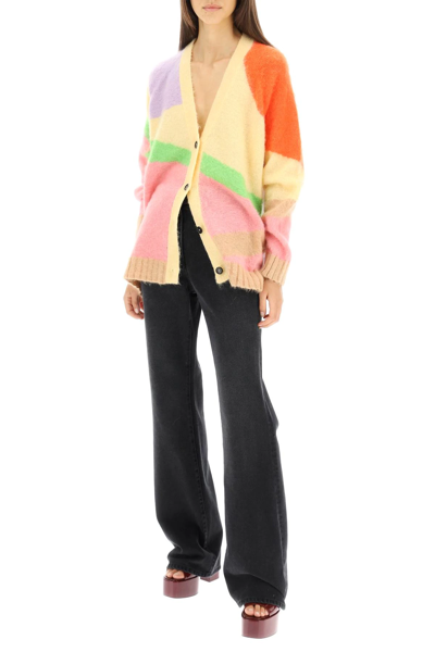 Shop Msgm Multicolor Cardigan In Yellow,pink,purple