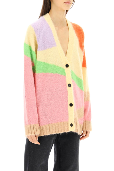 Shop Msgm Multicolor Cardigan In Yellow,pink,purple