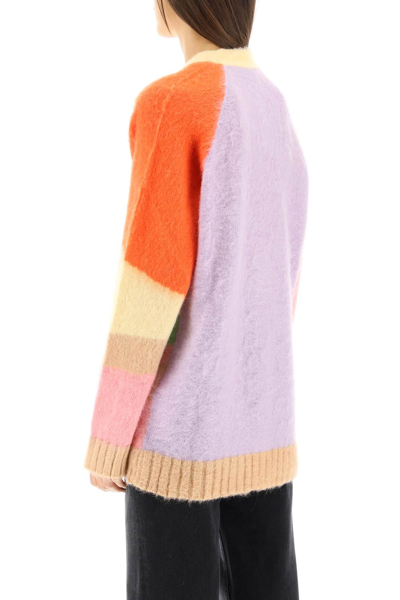 Shop Msgm Multicolor Cardigan In Yellow,pink,purple