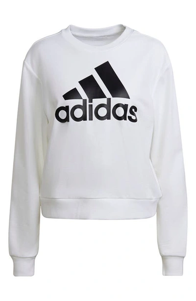 Shop Adidas Originals Essential Badge Of Sport Sweatshirt In White/ Black