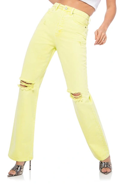Shop Afrm Heston High Waist Straight Leg Jeans In Canary Yellow Wash