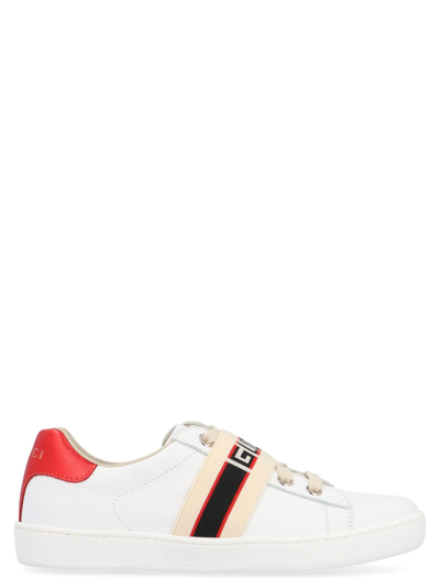 Shop Gucci Boys White Leather Sneakers