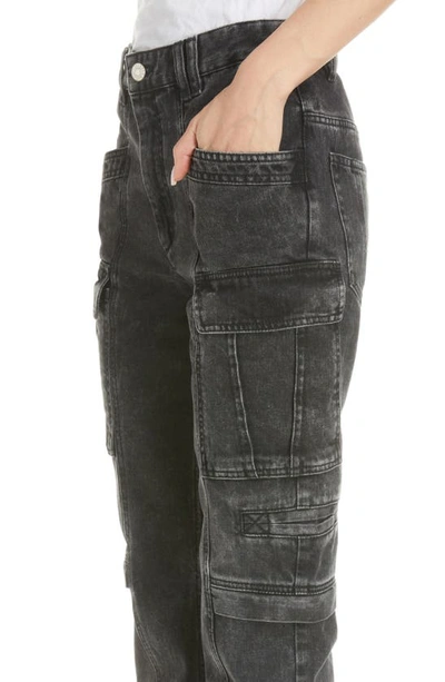 Shop Isabel Marant Vokayo Utility Straight Leg Nonstretch Jeans In Faded Black