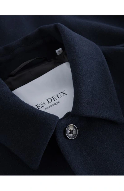 Shop Les Deux Marseille Hybrid Wool Blend Shirt Jacket In Dark Navy