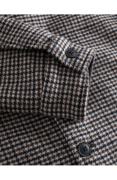 Shop Les Deux Lennon Houndstooth Wool Blend Shirt Jacket In Dark Sand Black