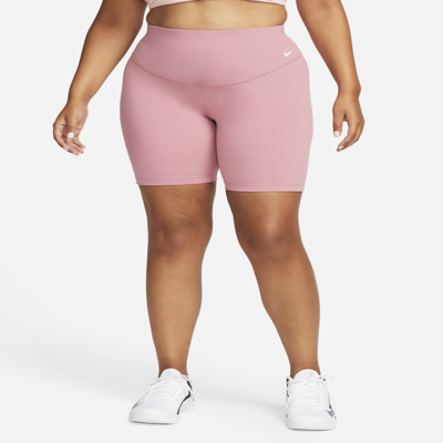 Shop Nike Women's One Mid-rise 7" Bike Shorts (plus Size) In Pink