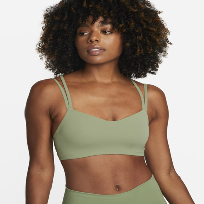 Shop Nike Women's Zenvy Strappy Light-support Padded Sports Bra In Green