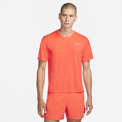 Shop Nike Men's Dri-fit Miler Running Top In Red
