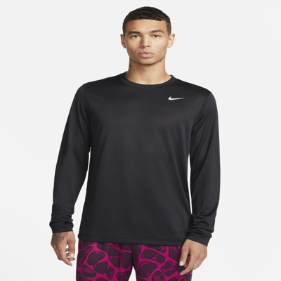 Shop Nike Men's Dri-fit Legend Long-sleeve Fitness Top In Black