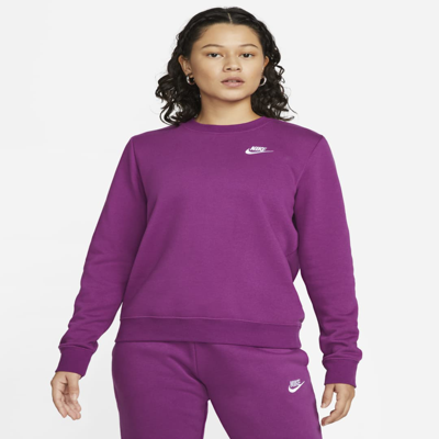 Shop Nike Women's  Sportswear Club Fleece Crew-neck Sweatshirt In Purple