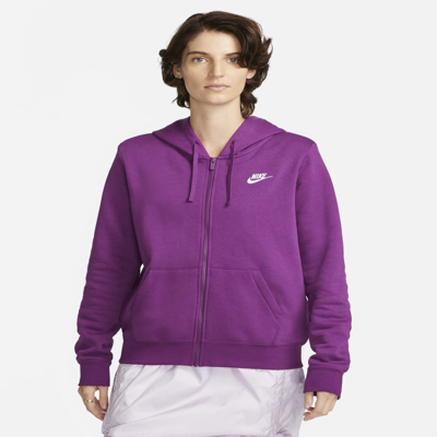 Shop Nike Women's  Sportswear Club Fleece Full-zip Hoodie In Purple