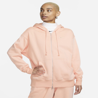 Shop Nike Women's  Sportswear Phoenix Fleece Oversized Full-zip Hoodie In Pink