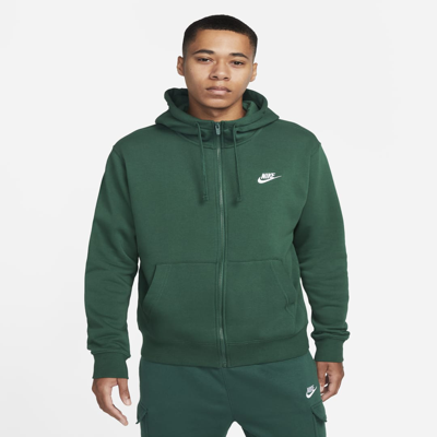Shop Nike Men's  Sportswear Club Fleece Full-zip Hoodie In Green