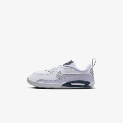 Nike Max 90 Crib Baby Bootie In White,violet Frost,thunder Blue,metallic  Silver | ModeSens