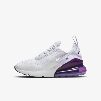 Shop Nike Air Max 270 Big Kids' Shoes In Pure Platinum,violet Frost,midnight Navy,metallic Silver