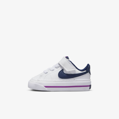 Shop Nike Court Legacy Baby/toddler Shoes In White,mint Foam,vivid Purple,midnight Navy