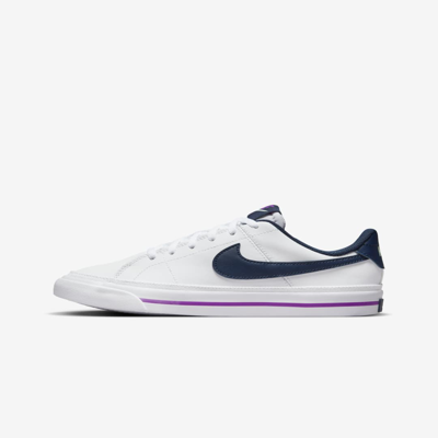 Shop Nike Court Legacy Big Kids' Shoes In White,mint Foam,vivid Purple,midnight Navy