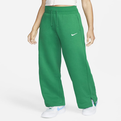 Shop Nike Women's  Sportswear Phoenix Fleece High-waisted Wide-leg Sweatpants In Green