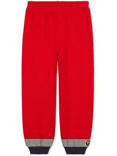 Shop Gucci Felted Cotton Jersey Track Trousers In Red