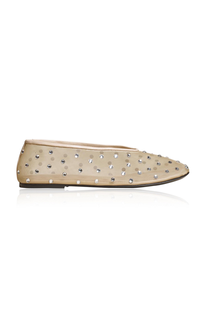 Khaite Marcy Crystal-embellished Mesh Ballet Flats In Nude